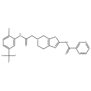 N-(5-(2-((2-chloro-5-(trifluoromethyl)phenyl)amino)-2-oxoethyl)-4,5,6,7-tetrahydrothiazolo[5,4-c]pyridin-2-yl)pyrazine-2-carboxamide结构式