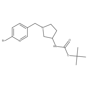 (S)-tert-butyl (1-((6-bromopyridin-3-yl)methyl)pyrrolidin-3-yl)carbamate结构式
