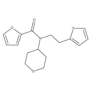 N-(tetrahydro-2H-pyran-4-yl)-N-(2-(thiophen-2-yl)ethyl)furan-2-carboxamide结构式