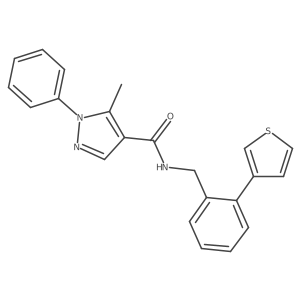 5-methyl-1-phenyl-N-(2-(thiophen-3-yl)benzyl)-1H-pyrazole-4-carboxamide Structure