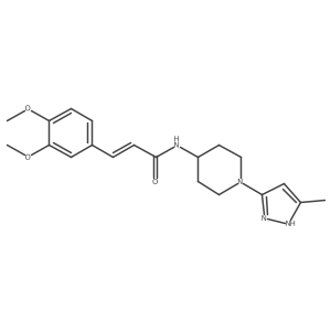 (E)-3-(3,4-dimethoxyphenyl)-N-(1-(5-methyl-1H-pyrazol-3-yl)piperidin-4-yl)acrylamide结构式