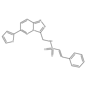 (E)-2-phenyl-N-((6-(thiophen-2-yl)-[1,2,4]triazolo[4,3-b]pyridazin-3-yl)methyl)ethenesulfonamide结构式