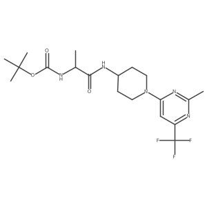 Tert-butyl (1-((1-(2-methyl-6-(trifluoromethyl)pyrimidin-4-yl)piperidin-4-yl)amino)-1-oxopropan-2-yl)carbamate Structure