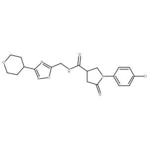 1-(4-chlorophenyl)-5-oxo-N-((3-(tetrahydro-2H-pyran-4-yl)-1,2,4-oxadiazol-5-yl)methyl)pyrrolidine-3-carboxamide Structure