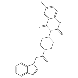 3-(1-(2-(1H-benzo[d]imidazol-1-yl)acetyl)piperidin-4-yl)-6-fluoroquinazoline-2,4(1H,3H)-dione Structure