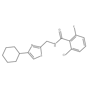2-chloro-N-((4-cyclohexylthiazol-2-yl)methyl)-6-fluorobenzamide结构式