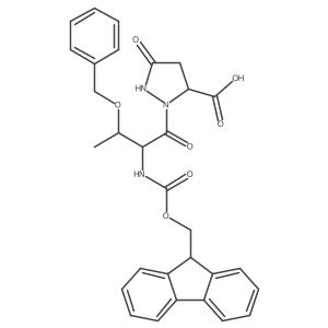 2-[(2R,3S)-3-(benzyloxy)-2-({[(9H-fluoren-9-yl)methoxy]carbonyl}amino)butanoyl]-5-oxopyrazolidine-3-carboxylic acid Structure