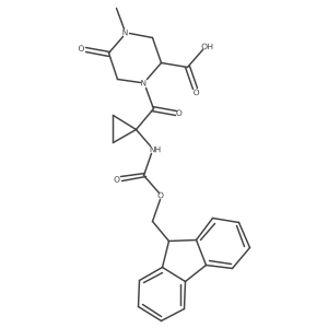 1-[1-({[(9H-fluoren-9-yl)methoxy]carbonyl}amino)cyclopropanecarbonyl]-4-methyl-5-oxopiperazine-2-carboxylic acid Structure