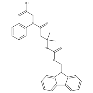 2-[3-({[(9H-fluoren-9-yl)methoxy]carbonyl}amino)-3-methyl-N-phenylbutanamido]acetic acid结构式