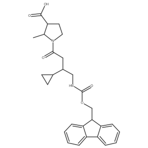 1-[3-cyclopropyl-4-({[(9H-fluoren-9-yl)methoxy]carbonyl}amino)butanoyl]-2-methylpyrrolidine-3-carboxylic acid Structure