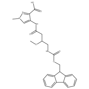 4-[4-({[(9H-fluoren-9-yl)methoxy]carbonyl}amino)-3-methoxybutanamido]-1-methyl-1H-pyrazole-3-carboxylic acid Structure