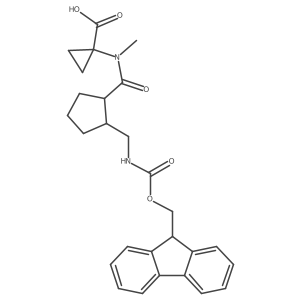 rac-1-[N-methyl(1R,2S)-2-[({[(9H-fluoren-9-yl)methoxy]carbonyl}amino)methyl]cyclopentaneamido]cyclopropane-1-carboxylic acid结构式