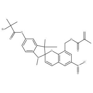 (5'-((2-Bromo-2-methylpropanoyl)oxy)-1',3',3'-trimethyl-6-nitrospiro[chromene-2,2'-indolin]-8-yl)methyl methacrylate结构式