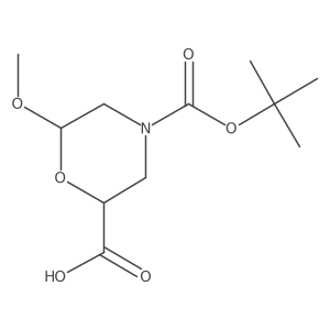 rac-(2R,6R)-4-[(tert-butoxy)carbonyl]-6-methoxymorpholine-2-carboxylic acid Structure