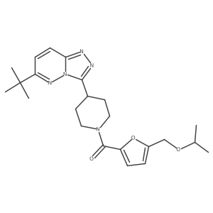 4-{6-Tert-butyl-[1,2,4]triazolo[4,3-b]pyridazin-3-yl}-1-{5-[(propan-2-yloxy)methyl]furan-2-carbonyl}piperidine结构式