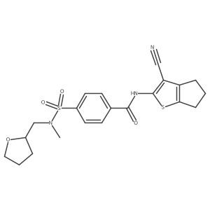 N-(3-cyano-5,6-dihydro-4H-cyclopenta[b]thiophen-2-yl)-4-(N-methyl-N-((tetrahydrofuran-2-yl)methyl)sulfamoyl)benzamide Structure