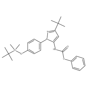 Phenyl 3-tert-butyl-1-(4-(tert-butyldimethylsilyloxy)phenyl)-1H-pyrazol-5-ylcarbamate结构式