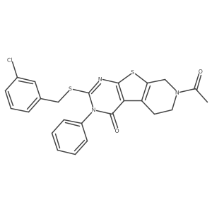7-acetyl-2-((3-chlorobenzyl)thio)-3-phenyl-5,6,7,8-tetrahydropyrido[4',3':4,5]thieno[2,3-d]pyrimidin-4(3H)-one Structure