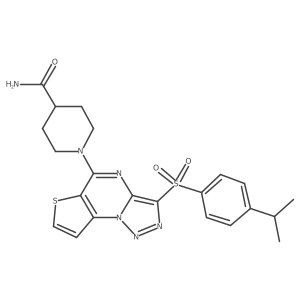 1-(3-((4-Isopropylphenyl)sulfonyl)thieno[2,3-e][1,2,3]triazolo[1,5-a]pyrimidin-5-yl)piperidine-4-carboxamide Structure