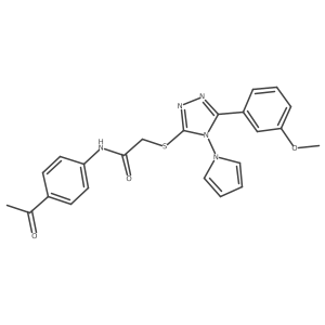 N-(4-acetylphenyl)-2-{[5-(3-methoxyphenyl)-4-(1H-pyrrol-1-yl)-4H-1,2,4-triazol-3-yl]sulfanyl}acetamide结构式