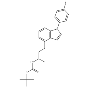 tert-Butyl 3-[1-(4-fluorophenyl)-1H-indazol-4-yl]-1-methylpropylcarbamate结构式