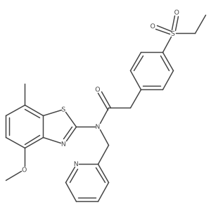 2-(4-(ethylsulfonyl)phenyl)-N-(4-methoxy-7-methylbenzo[d]thiazol-2-yl)-N-(pyridin-2-ylmethyl)acetamide结构式