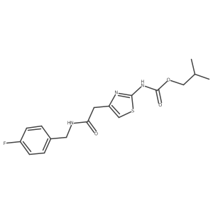 Isobutyl (4-(2-((4-fluorobenzyl)amino)-2-oxoethyl)thiazol-2-yl)carbamate结构式