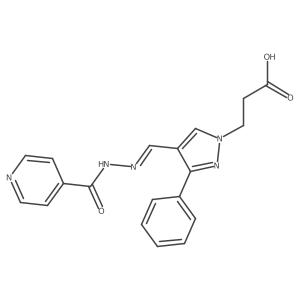 3-[3-phenyl-4-[(Z)-(pyridine-4-carbonylhydrazono)methyl]pyrazol-1-yl]propanoic acid Structure