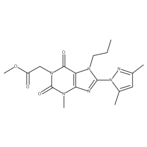 Methyl 2-[8-(3,5-dimethylpyrazolyl)-3-methyl-2,6-dioxo-7-propyl-1,3,7-trihydro purinyl]acetate结构式