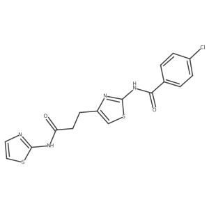 4-chloro-N-(4-(3-oxo-3-(thiazol-2-ylamino)propyl)thiazol-2-yl)benzamide结构式