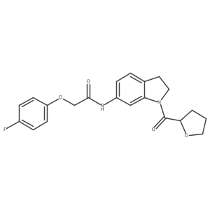 2-(4-fluorophenoxy)-N-(1-(tetrahydrofuran-2-carbonyl)indolin-6-yl)acetamide结构式
