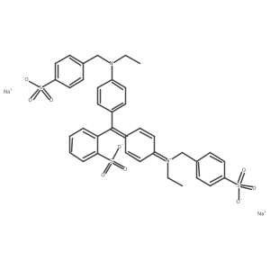 Disodium N-ethyl-N-4-((4-(ethyl((4-sulfophenyl)methyl)amino)phenyl)(2-sulfophenyl)methylene)-2,5-cyclohexadien-1-ylidene)-4-sulfobenzenemethanaminium结构式