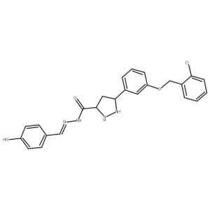 5-[3-[(2-chlorophenyl)methoxy]phenyl]-N-[(Z)-(4-hydroxyphenyl)methylideneamino]pyrazolidine-3-carboxamide结构式