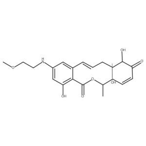 (3S,4R,5Z,8S,9S,11E)-3,4,9,10-Tetrahydro-8,9,16-trihydroxy-14-[(2-methoxyethyl)amino]-3,4-dimethyl-1H-2-benzoxacyclotetradecin-1,7(8H)-dione结构式