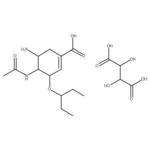 (3R,4R,5S)-5-amino-4-acetamido-3-(pentan-3-yloxy)cyclohex-1-ene-1-carboxylic acid; 2,3-dihydroxybutanedioic acid结构式