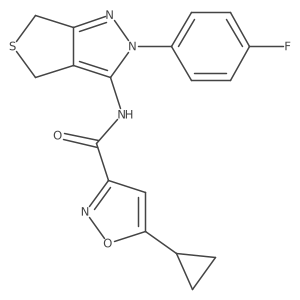 5-cyclopropyl-N-(2-(4-fluorophenyl)-4,6-dihydro-2H-thieno[3,4-c]pyrazol-3-yl)isoxazole-3-carboxamide结构式