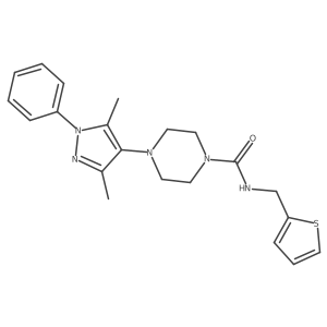 4-(3,5-dimethyl-1-phenyl-1H-pyrazol-4-yl)-N-(thiophen-2-ylmethyl)piperazine-1-carboxamide结构式