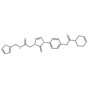 N-(4-(4-(2-((furan-2-ylmethyl)amino)-2-oxoethyl)-5-oxo-4,5-dihydro-1H-tetrazol-1-yl)phenyl)cyclohex-3-enecarboxamide结构式
