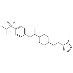 2-(4-(isopropylsulfonyl)phenyl)-1-(4-(((1-methyl-1H-imidazol-2-yl)thio)methyl)piperidin-1-yl)ethanone Structure