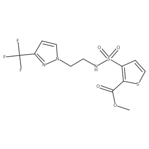 methyl 3-(N-(2-(3-(trifluoromethyl)-1H-pyrazol-1-yl)ethyl)sulfamoyl)thiophene-2-carboxylate结构式