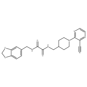 N1-(benzo[d][1,3]dioxol-5-ylmethyl)-N2-((1-(3-cyanopyrazin-2-yl)piperidin-4-yl)methyl)oxalamide结构式