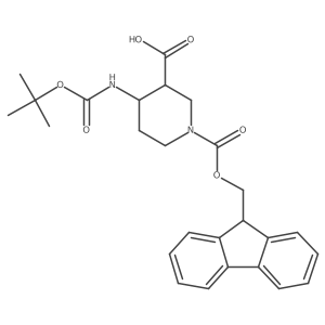 (3S,4R)-1-(9H-Fluoren-9-ylmethoxycarbonyl)-4-[(2-methylpropan-2-yl)oxycarbonylamino]piperidine-3-carboxylic acid Structure