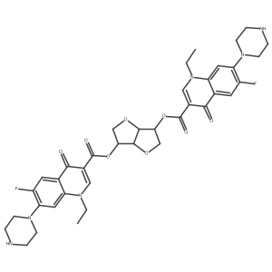 D-Glucitol, 1,4:3,6-dianhydro-, 2,5-bis[1-ethyl-6-fluoro-1,4-dihydro-4-oxo-7-(1-piperazinyl)-3-quinolinecarboxylate] Structure