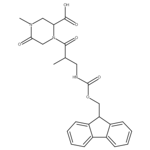 1-[3-({[(9H-fluoren-9-yl)methoxy]carbonyl}amino)-2-methylpropanoyl]-4-methyl-5-oxopiperazine-2-carboxylic acid结构式