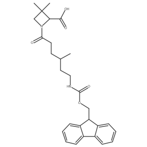 1-[6-({[(9H-fluoren-9-yl)methoxy]carbonyl}amino)-4-methylhexanoyl]-3,3-dimethylazetidine-2-carboxylic acid结构式