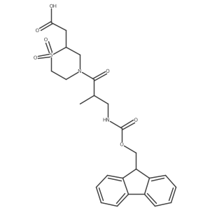 2-{4-[3-({[(9H-fluoren-9-yl)methoxy]carbonyl}amino)-2-methylpropanoyl]-1,1-dioxo-1lambda6-thiomorpholin-2-yl}acetic acid结构式