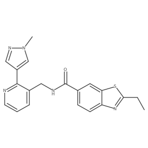2-ethyl-N-((2-(1-methyl-1H-pyrazol-4-yl)pyridin-3-yl)methyl)benzo[d]thiazole-6-carboxamide Structure