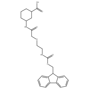 rac-(1R,3R)-3-{2-[2-({[(9H-fluoren-9-yl)methoxy]carbonyl}amino)ethoxy]acetamido}cyclohexane-1-carboxylic acid结构式