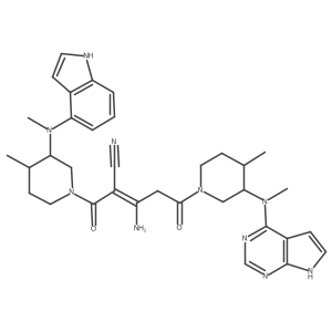 (Z)-2-((3R,4R)-3-((1H-Indol-4-yl)(methyl)amino)-4-methylpiperidine-1-carbonyl)-3-amino-5-((3R,4R)-4-methyl-3-(methyl(7H-pyrrolo[2,3-d]pyrimidin-4-yl)amino)piperidin-1-yl)-5-oxopent-2-enenitrile结构式