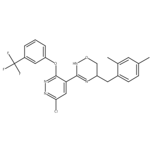 3-{6-chloro-3-[3-(trifluoromethyl)phenoxy]pyridazin-4-yl}-5-[(2,4-dimethylphenyl)methyl]-5,6-dihydro-4H-1,2,4-oxadiazine结构式